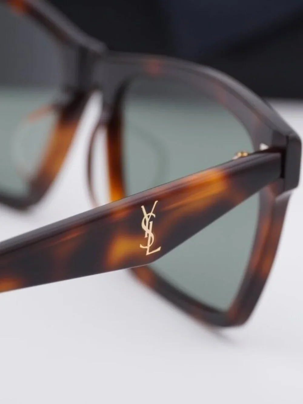 Saint Laurent SL M104/F 003 Square Unisex Sunglasses - Havana / Green